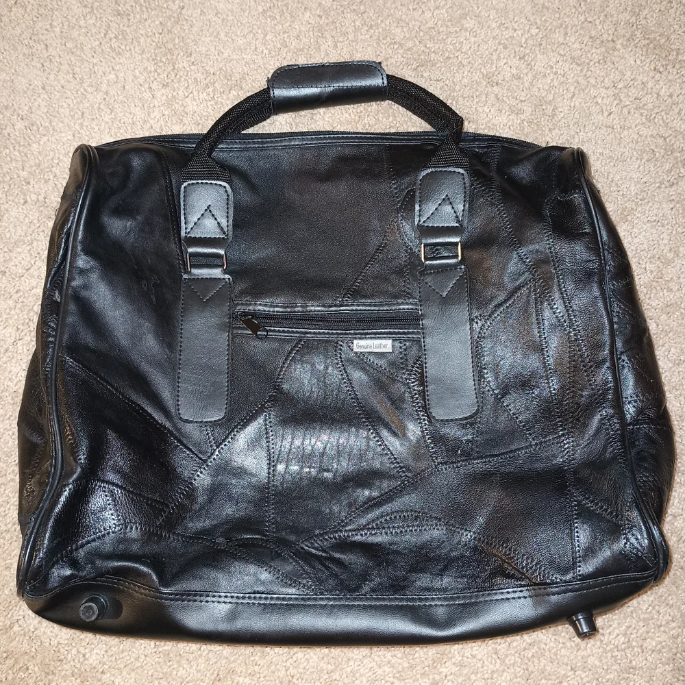 Men's Black Patchwork‎ Genuine Leather Bag Set